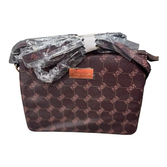 Nicole Miller Brown Logo Gold Hardware Shoulder Crossbody Bag Purse W/ Pouch NWT - Picture 1 of 7